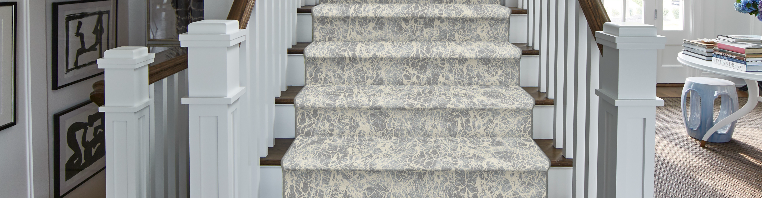 Stair runner on wood floors